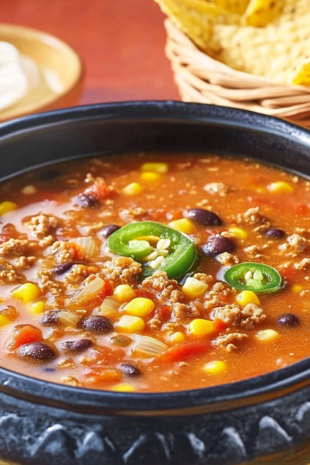 creamy beef taco soup